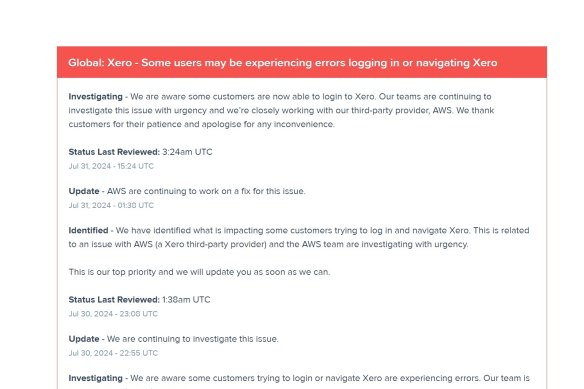 Xero suffered an outage on Wednesday.