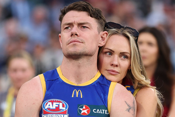 A dejected Lachie Neale after falling narrowly short in the grand final.