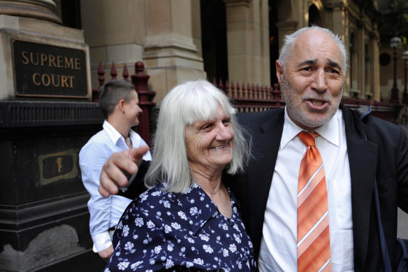 Phil Cleary and mother Lorna outside the Supreme Court in 2010.