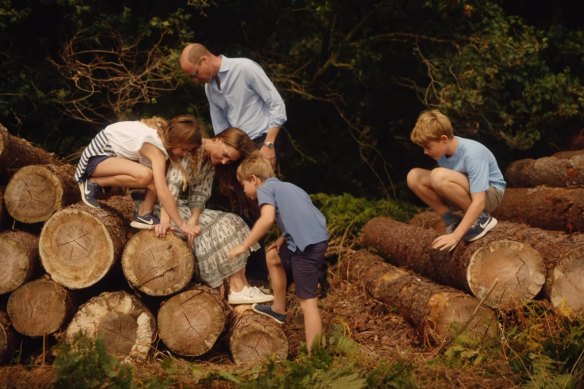 The young royal family is shown connecting with each other and nature in the video.