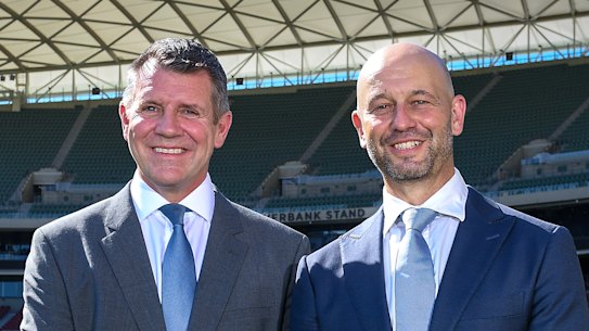 CA chief executive Todd Greenberg with CA chair Mike Baird.