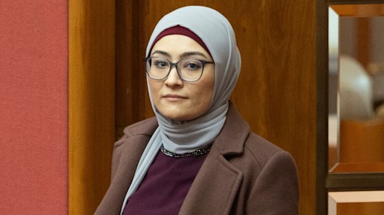 Senator Fatima Payman arrives for Question Time at Parliament House in Canberra on Monday.