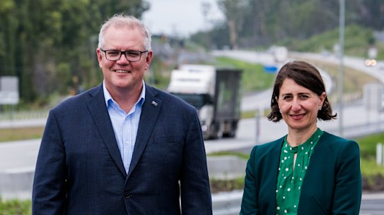 Prime Minister Scott Morrison with former NSW premier Gladys Berejiklian.