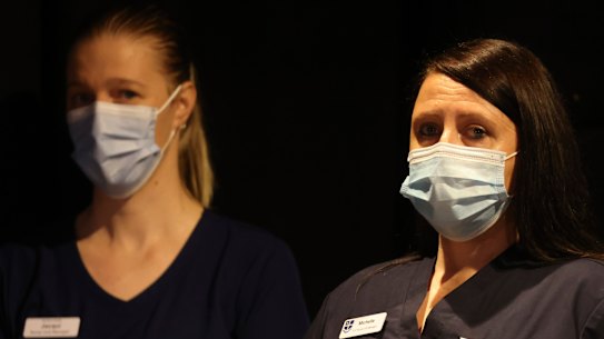 Senior Victorian nurses Jacqui Harper and Michelle Spence.