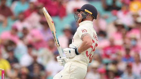 Ben Stokes feels the pain during his half-century at the SCG.