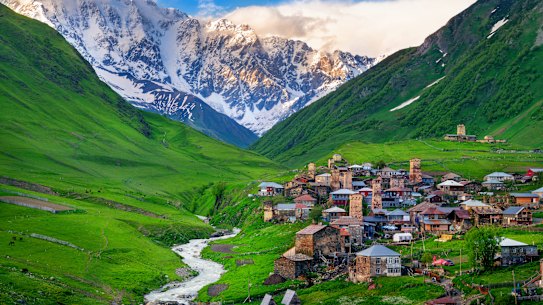 Lush greenery … Mestia during the warmer months.