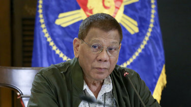 Philippine President Rodrigo Duterte during a meeting in Davao of his infectious diseases taskforce.
