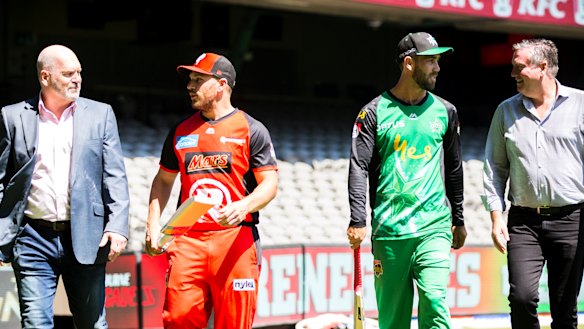 Chiefs no more: Jason Dunstall, far left, and Eddie McGuire, far right, were both punted as part of CV's decision to take back the reins of Melbourne's BBL clubs.
