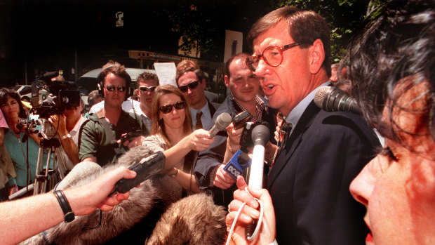 Chris Corrigan fronts a press conference during the dispute.