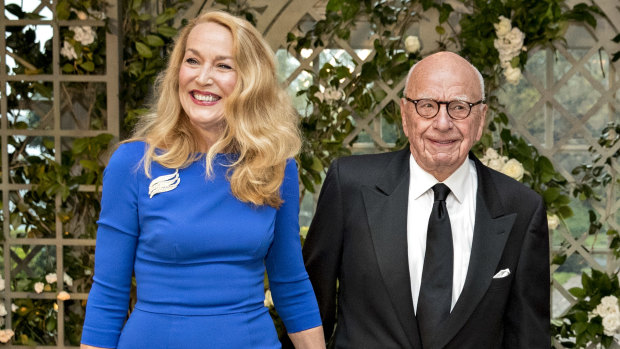 Happier days: Rupert Murdoch and Jerry Hall at a White House function in 2018.