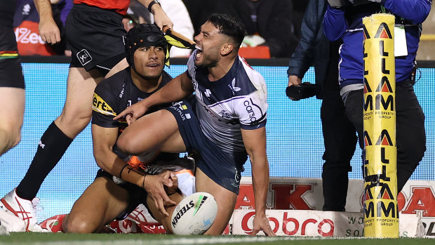 David Nofoaluma scored for the Storm on Thursday night after joining the club on loan.