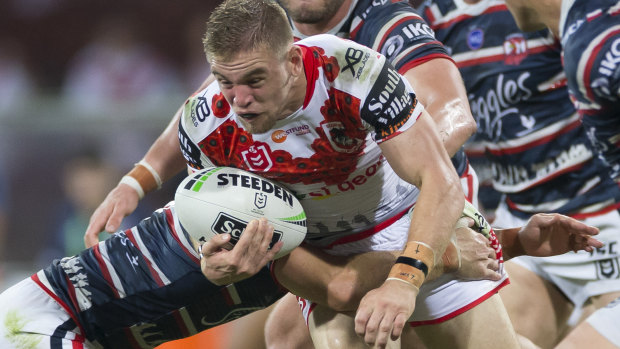 Pleasure and pain: Matthew Dufty produced a scintillating try... but also a costly late error.