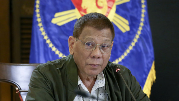 Philippine President Rodrigo Duterte during a meeting in Davao of his infectious diseases taskforce.