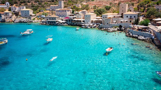 Greece’s Peloponnese is dotted with beautiful coastal village such as Limeni, set on the south Mani coast.