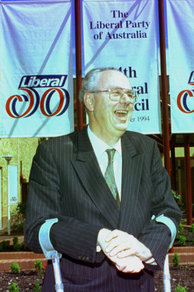 Fixing it: Tony Staley at the Liberal Party's Albury conference in 1994. 