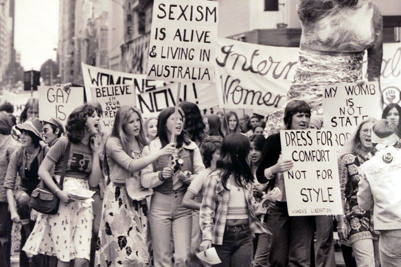 A 1972 protest march for women’s rights.