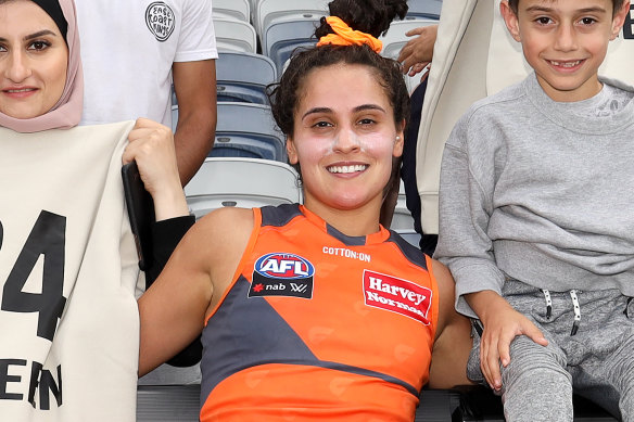 GWS Giants player Haneen Zreika sat out Friday’s clash with the Western Bulldogs.