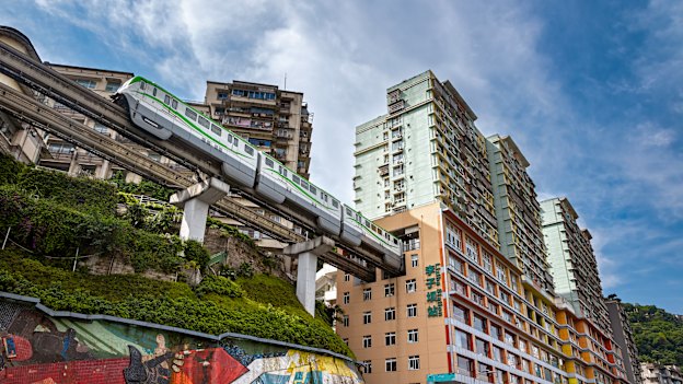 Viral TikTok sensation Liziba Station on Chongqing Rail Transit Line 2.