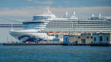 Princess Cruise line's Ruby Princess docks in San Francisco Bay in 2021.