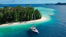 yacht moored in the Solomon Islands