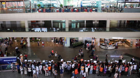 The arrivals hall at Bali’s airport.