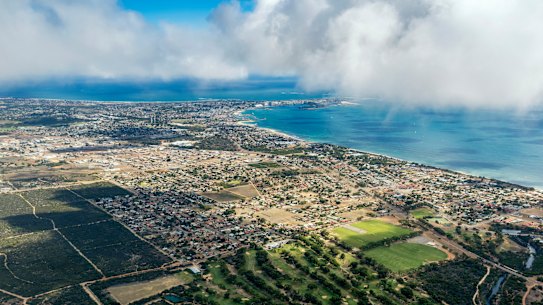 A high angle view of Geraldton, Australia.