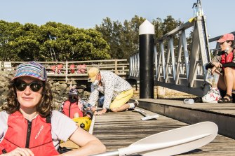 James Wheeler of Annandale Boat Hire, in the yellow shorts, says there has been a kayaking boom during lockdown.