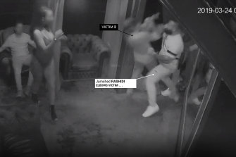 A screen grab from a video of the April 2019 incident at the Centrefold Lounge strip club in Melbourne. 