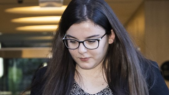 Stephanie Di Pasqua leaves ICAC after giving evidence.