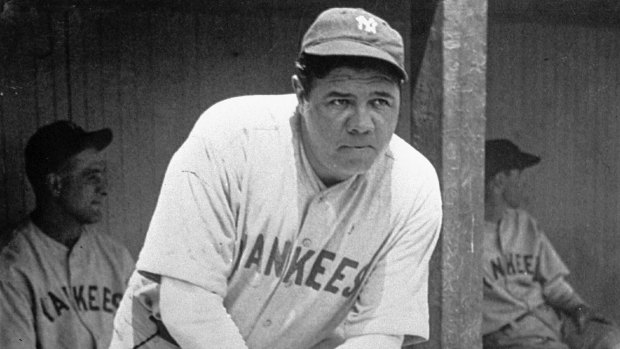 Babe Ruth, pictured in 1929 wearing a jersey like the one that sold for $US5.6 million. 
