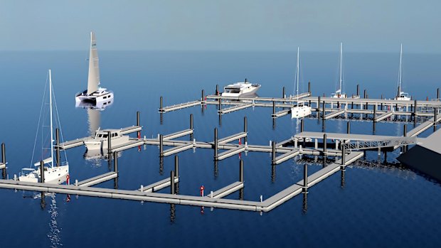 The proposed Colmslie Wharves marina. 