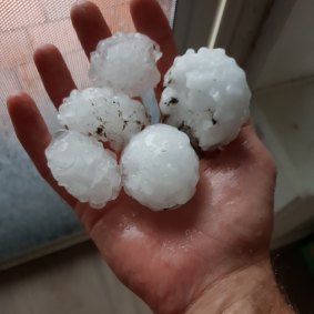 Hail stones in Rose Bay.