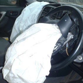 A Takata airbag in a RAV4 SUV, responsible for injuring a 21-year-old in Darwin.