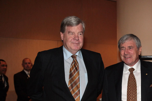 David Leckie, left, and Seven West Media chairman Kerry Stokes.