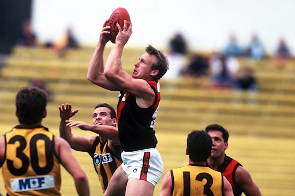 David Grenvold playing for the Bombers in a 1997 practice match.
