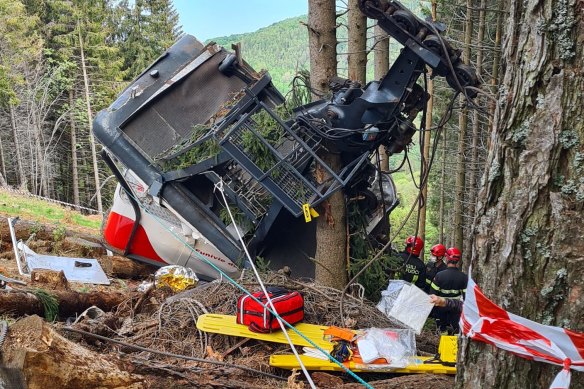 Some of the victims were thrown into the woods as the cable car crashed to the ground. 