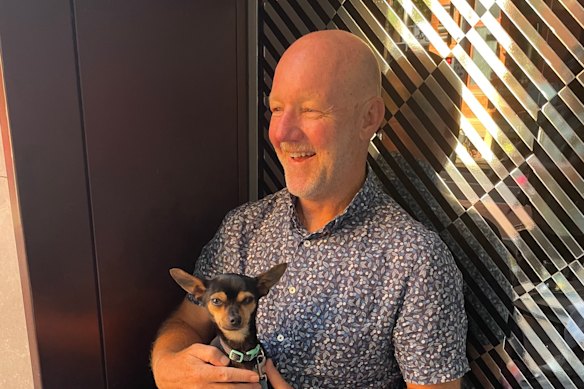 Malcolm Knox with his dog Ferdie, a Prague ratter. 