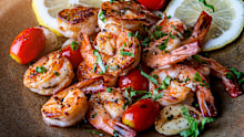 Stock image of grilled prawns