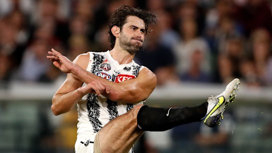 Collingwood’s Brodie Grundy is still recovering from a PCL injury.
