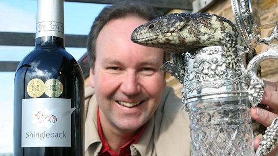 Shingleback co-founder John Davey after winning the prestigious Jimmy Watson Memorial Trophy  in 2006.