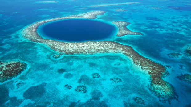 The Blue Hole in Belize. 