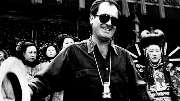 Bernardo Bertolucci during filming of the wedding sequence in The Last Emperor.