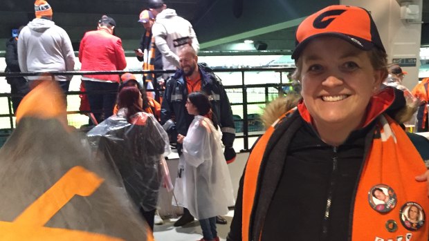 Lucinda Gardiner at the MCG after the Giants' win in the preliminary final over Collingwood.