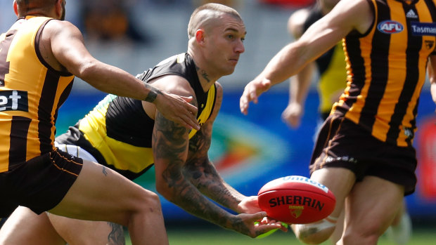 Dustin Martin’s Tigers were too good for the Hawks on Sunday.