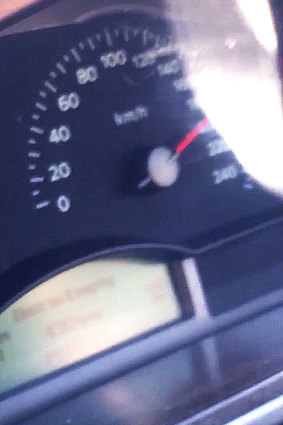 A shot of the speedometer in Jesse Reid's car minutes before he killed Detective Senior Sergeant Victor Kostiuk.
