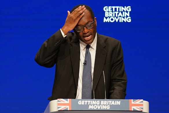 British Chancellor Kwasi Kwarteng kept his speech short and detail-free in Birmingham.