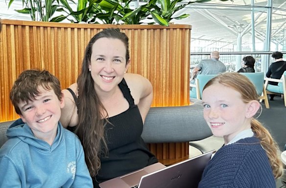 Brisbane mortgage broker Rebecca Le Cornu and her children.