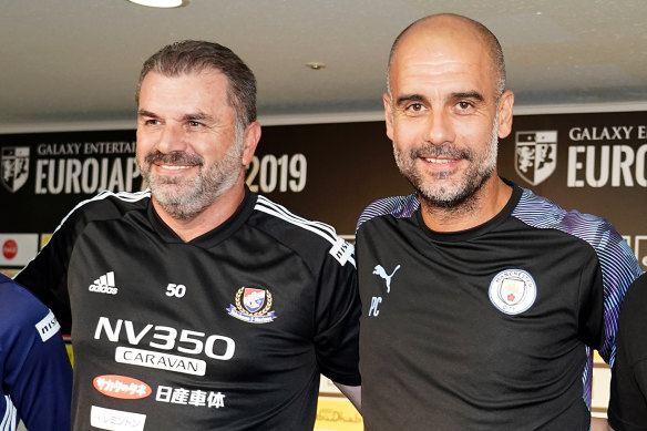 Pep Guardiola showered Ange Postecoglou in praise when Manchester City faced Yokohama F. Marinos in an off-season friendly in 2019. Now they’ll be rivals in the Premier League.