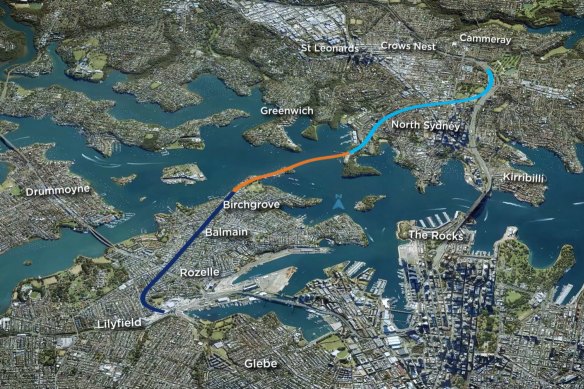 The Western Harbour Tunnel will connect the north and south between Waverton and Birchgrove.