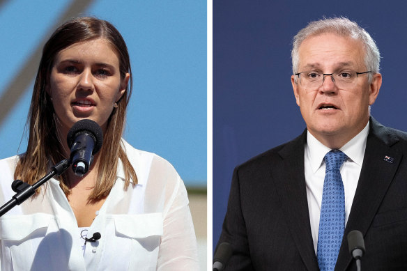 Brittany Higgins has asked Prime Minister Scott Morrison to meet in late April.